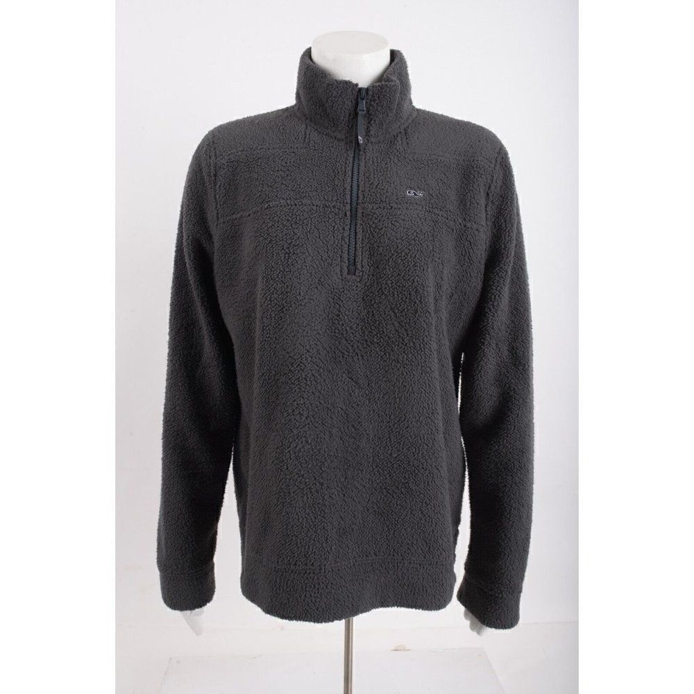 Vineyard Vines Womens Fuzzy 1/4 Zip Classic Fleece Top Shirt Pullover M Gray
